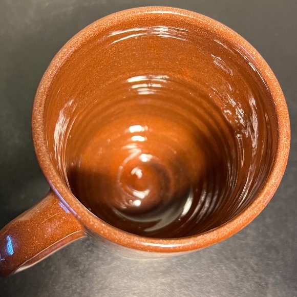 Costa Rica Handcrafted Earthy Brown Glazed Hand Painted Terracotta Mug Cup - Picture 5 of 7